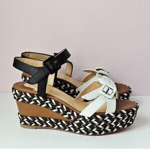 Christian Louboutin Lagoa 70 Calf - Leather Platform Wedge Sandals